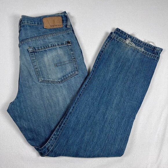 Calvin Klein Relaxed Straight Leg 34x32 Easy Fit Blue‎ Jeans Medium Wash - Picture 1 of 15